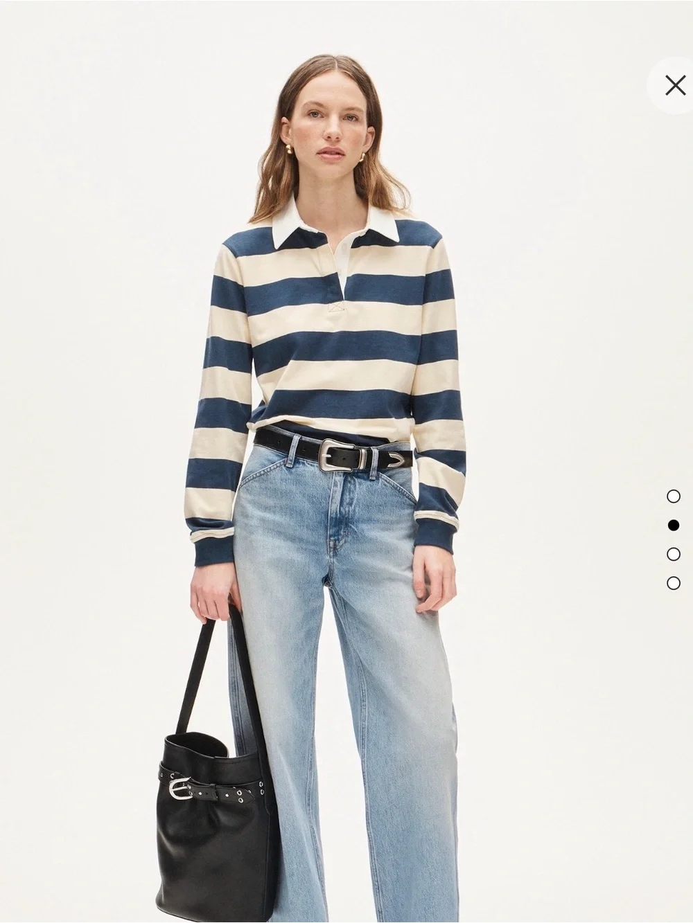 NWT J. Crew Boyfriend Jersey Striped Rugby Shirt Ocean Sand, size medium